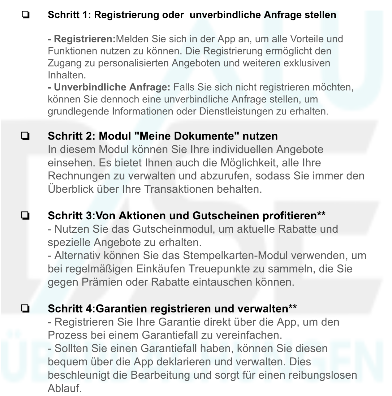 Ein Screenshot einer Seite mit deutschem Text