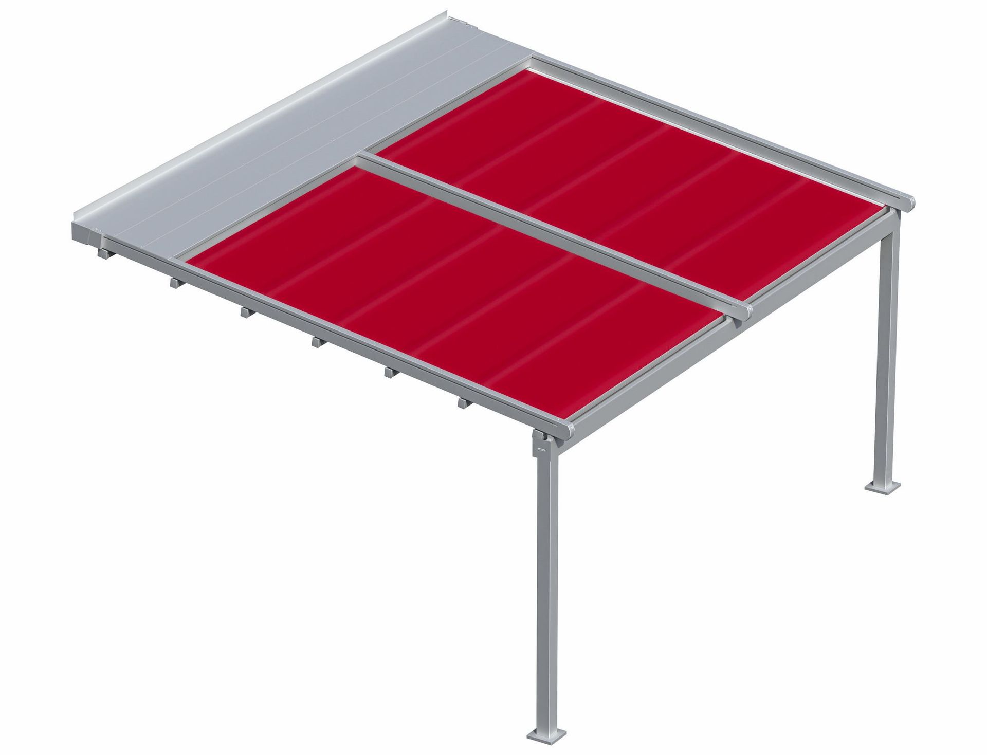 Eine Zeichnung einer Pergola mit einem roten Dach.