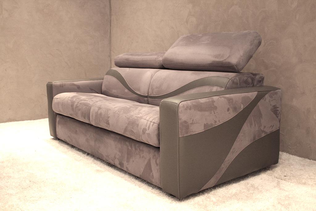 Canapé convertible en microfibre, appuie-tête réglable et inclinable