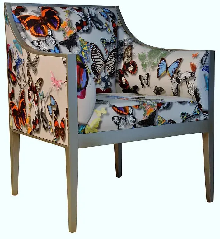 Fauteuil en tissu à motif papillon