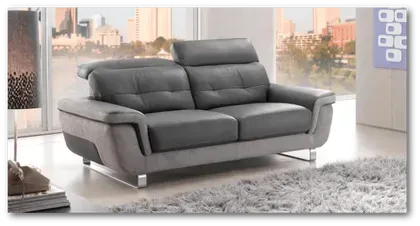 Canapé moderne en cuir et microfibre avec appuie tête rétractable