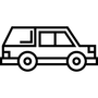 Un dibujo lineal en blanco y negro de una furgoneta icono gratuito