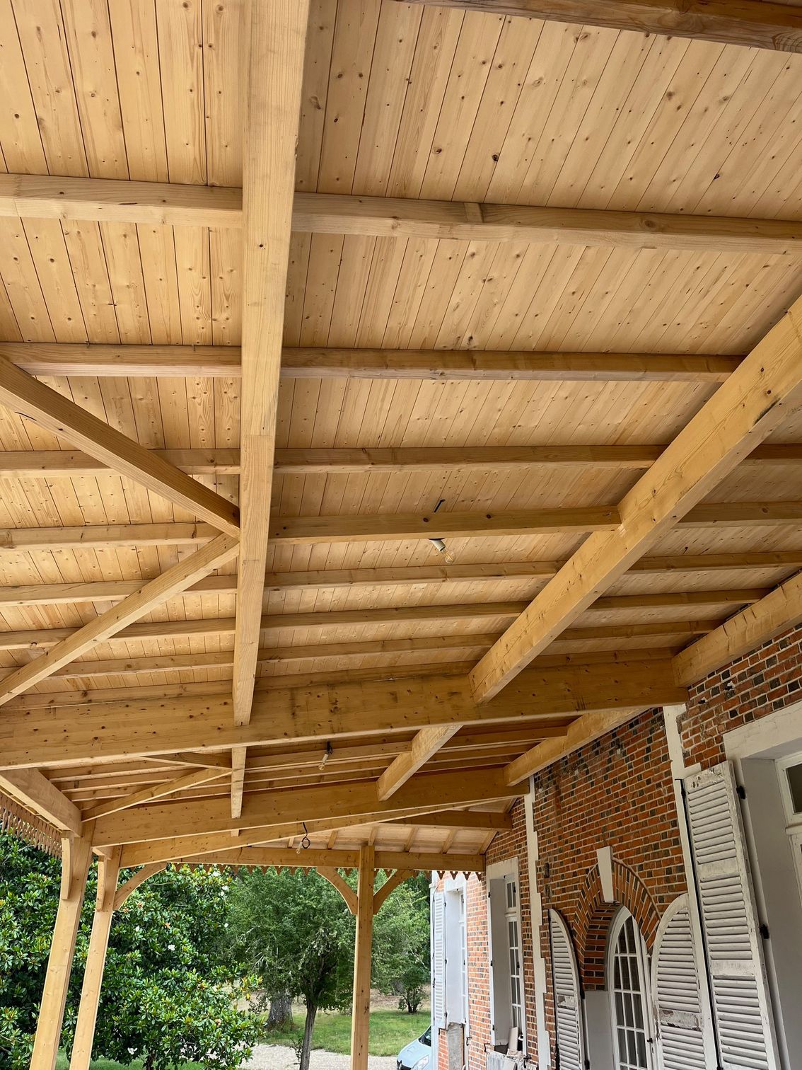 Plafond 'une varangue de type Louisiane en bois