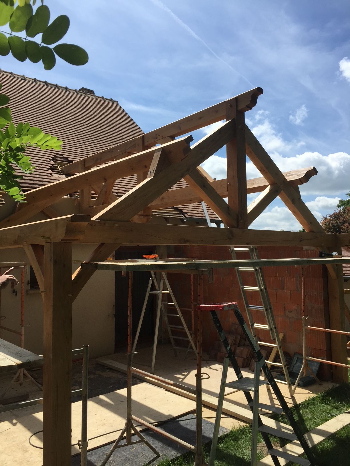 Ossature en bois d'un agrandissement de maison individuelle