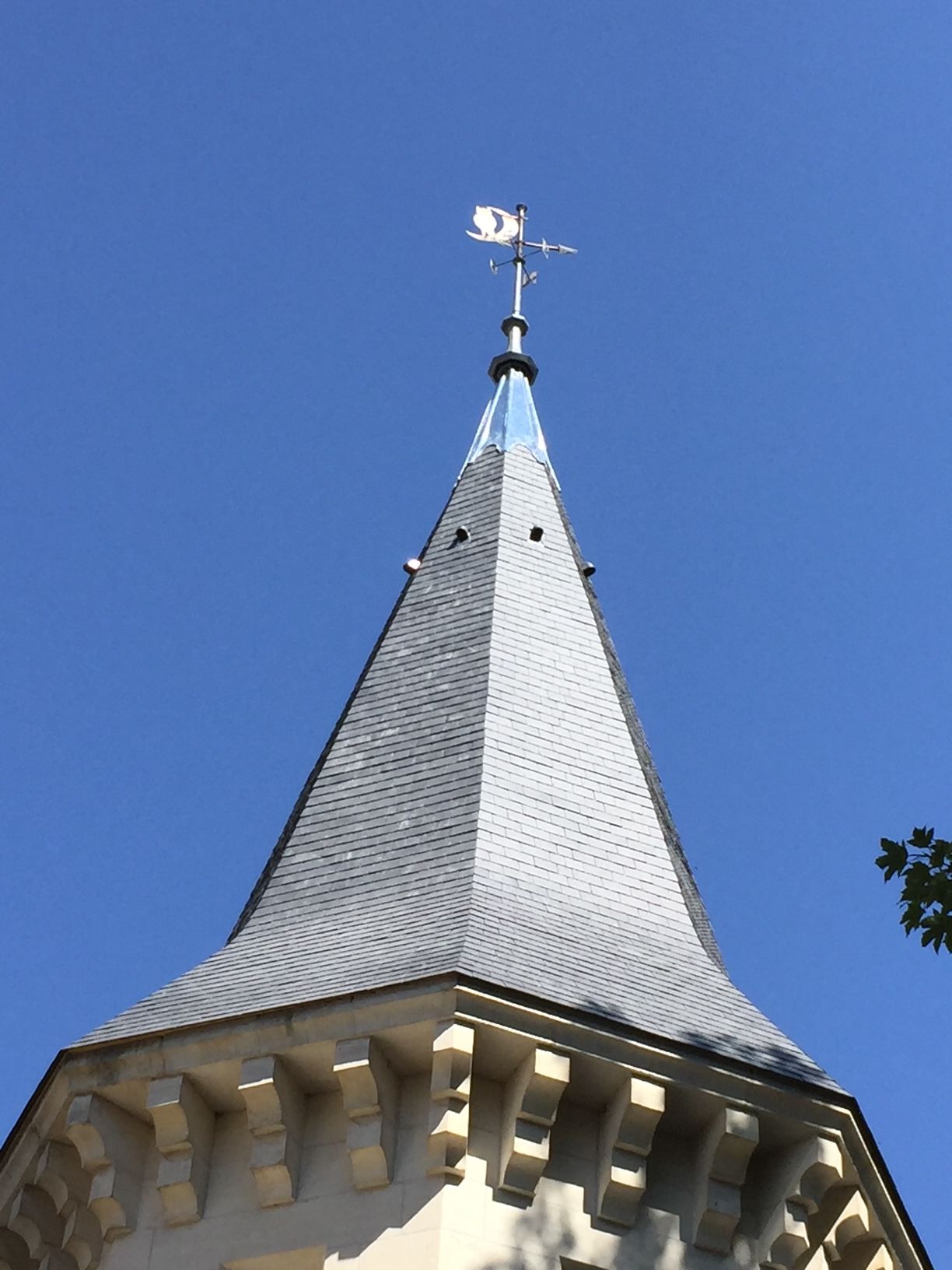 Pointe d'une tour du château Chènevière 