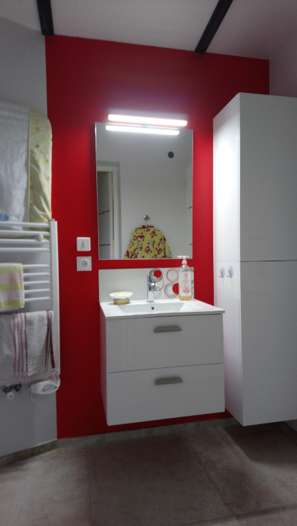 Salle de bains rouge