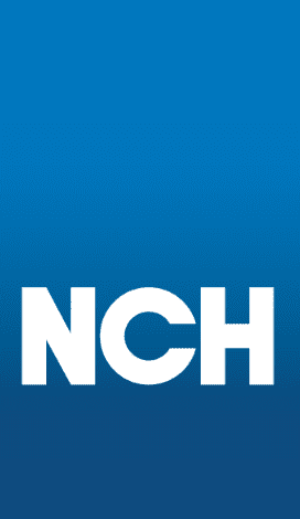 La palabra nch está sobre un fondo azul.
