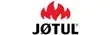 Um logotipo para uma empresa chamada jotul com uma chama vermelha em um fundo branco.