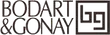 O logotipo da bodart & gonay é preto e branco com um quadrado no meio.
