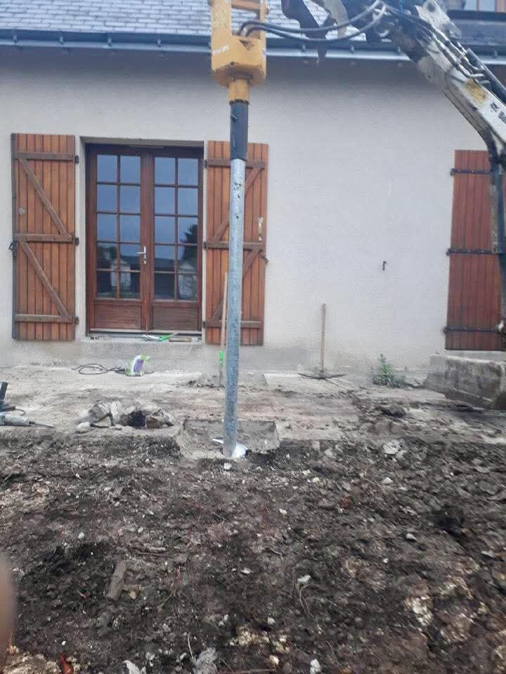 Fondations sur pieux d'une maison