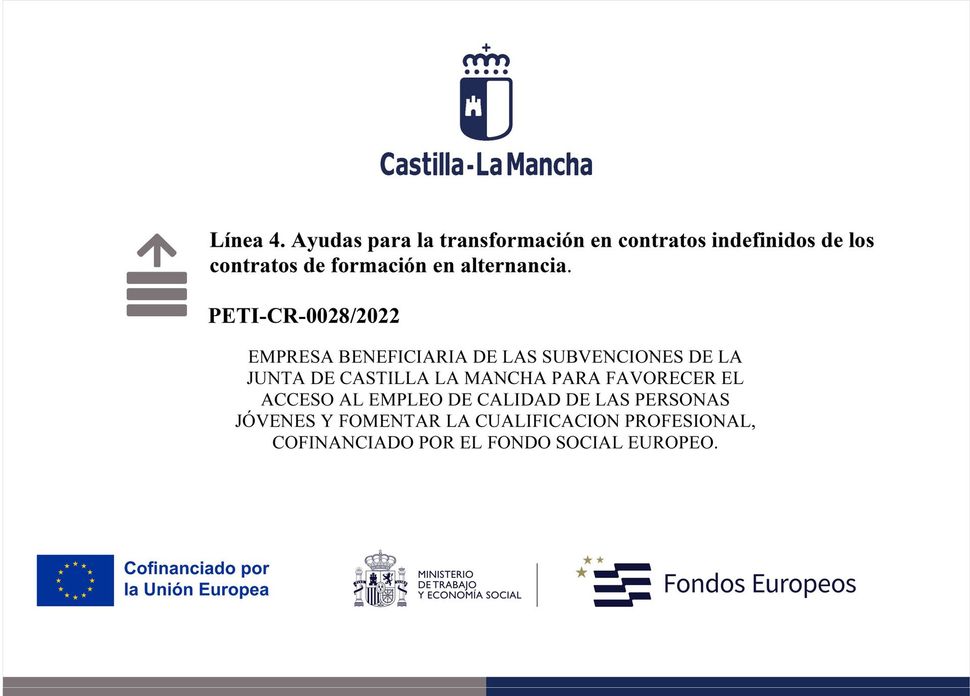 Documento oficial de Castilla-La Mancha relativo a las subvenciones del Fondo Social Europeo para la formación profesional y los contratos laborales.