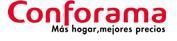 Conforama logo with red text and tagline 