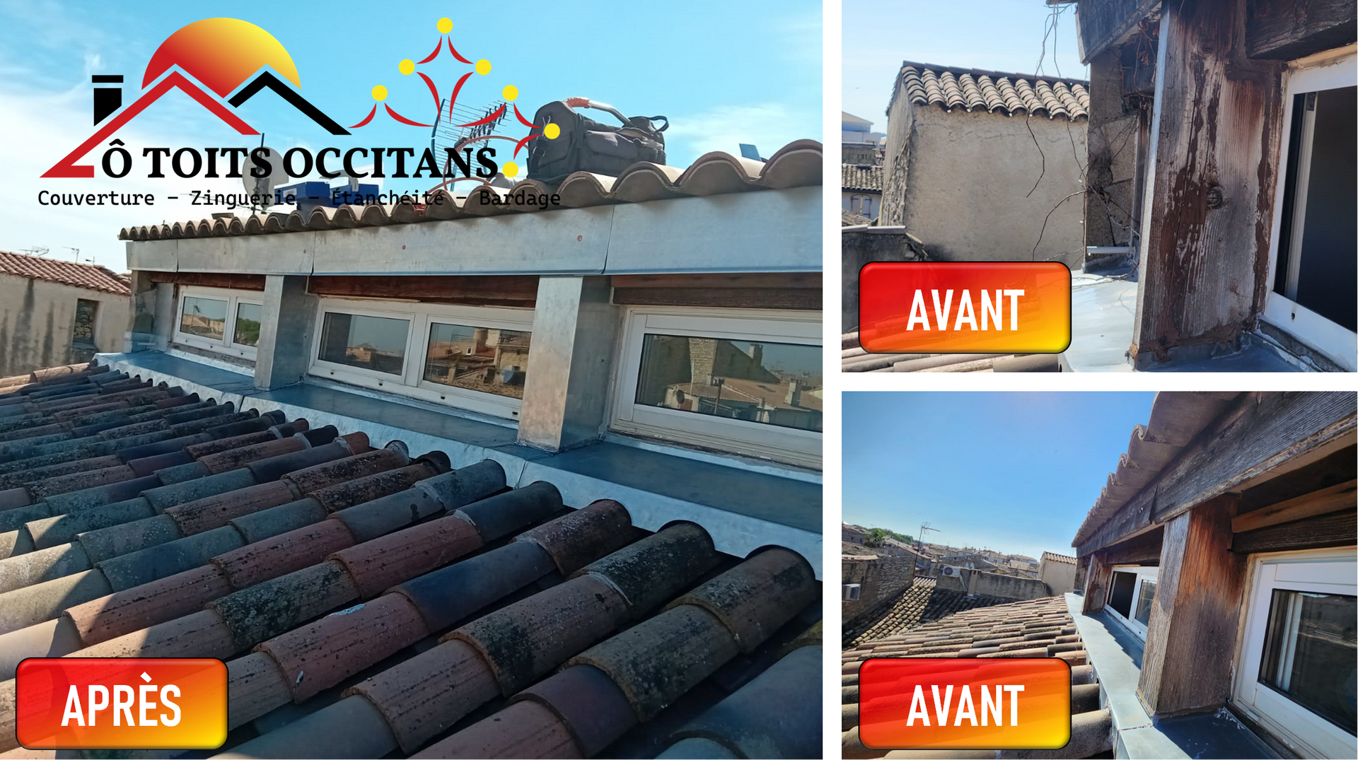 Montage avant après d'un habillage en zinc