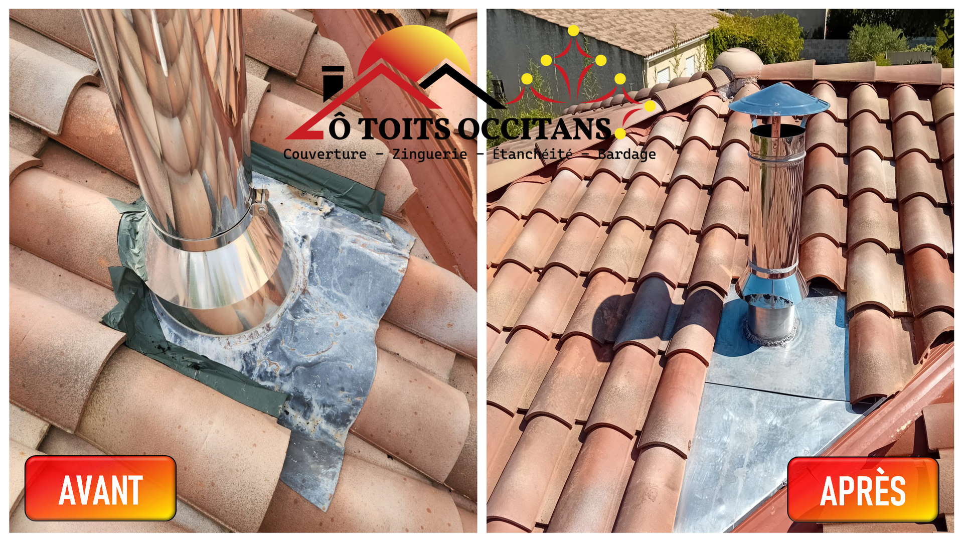 Rénovation d'une cheminée : montage avant après