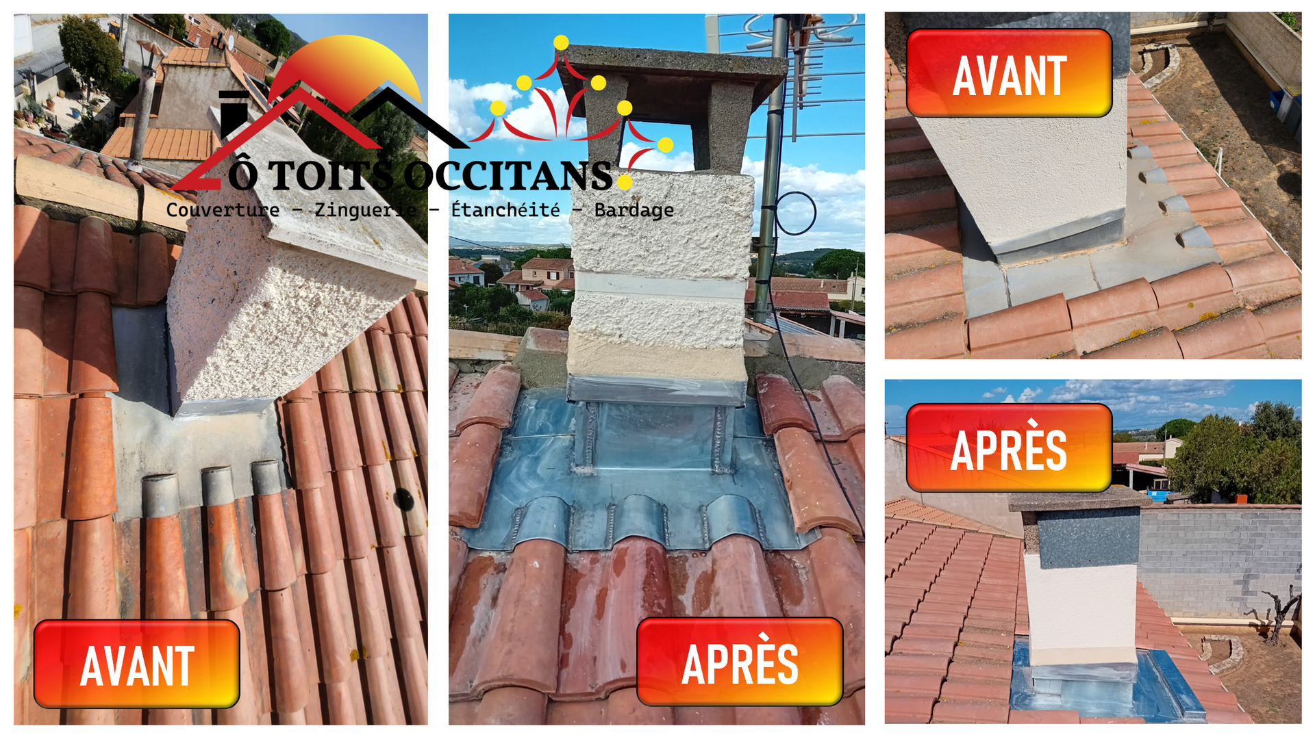 Montage avant après d'une rénovation de cheminée