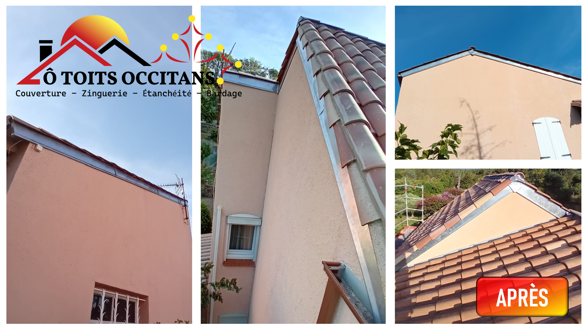 Montage avant après d'une rénovation des bandeaux de zinc