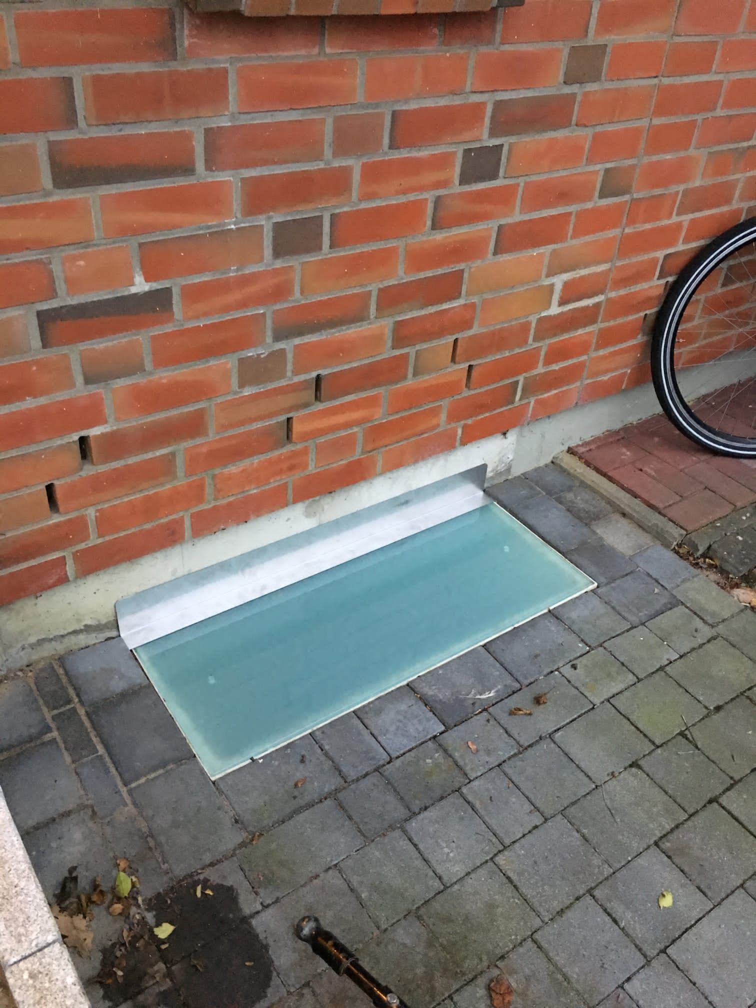 Eine Glasabdeckung für Kellerfenster.