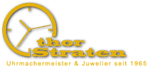 Ein Logo für Thor Straten zeigt eine Uhr in einem Kreis