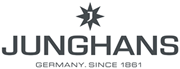 Ein schwarz-weißes Logo für Junghans Deutschland seit 1881.