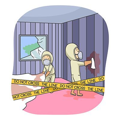 Illustration du nettoyage d'une scène de crime