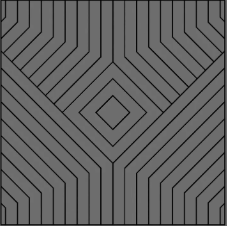 Graues geometrisches Muster mit konzentrischen Rautenlinien und symmetrischen, eckigen Rändern