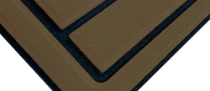Nahaufnahme einer hellbraunen und dunkelblauen geometrischen Fläche mit sich kreuzenden Linien, aus einem bestimmten Winkel betrachtet.