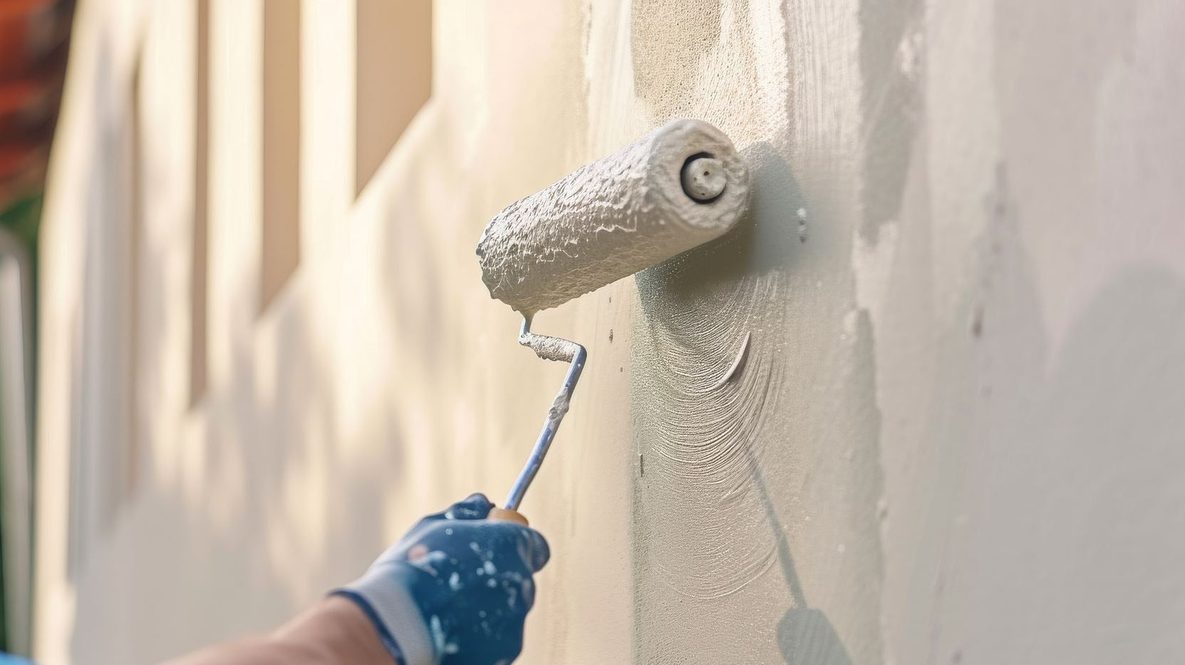 Un rouleau de peinture sur une façade.