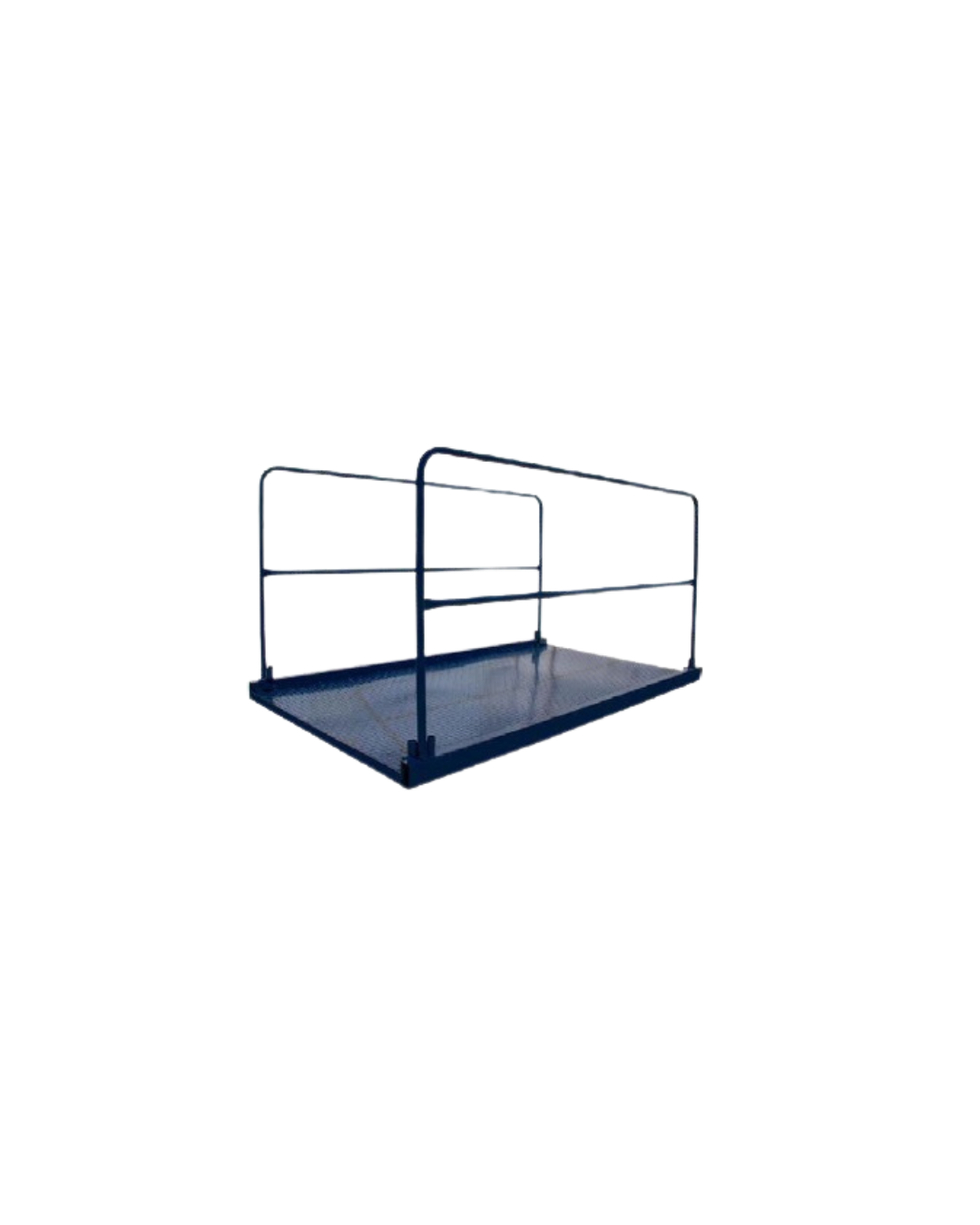 Diagrama azul de una estructura en forma de soporte, con una línea en ángulo.