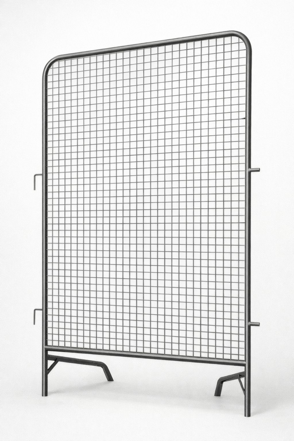 Dos barreras metálicas de control de multitudes sobre fondo blanco.