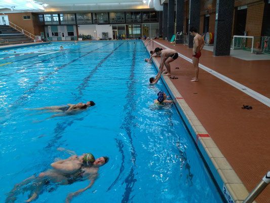 Groupe de nageurs en formation