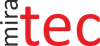 Un logotipo rojo y negro para miretec sobre un fondo blanco