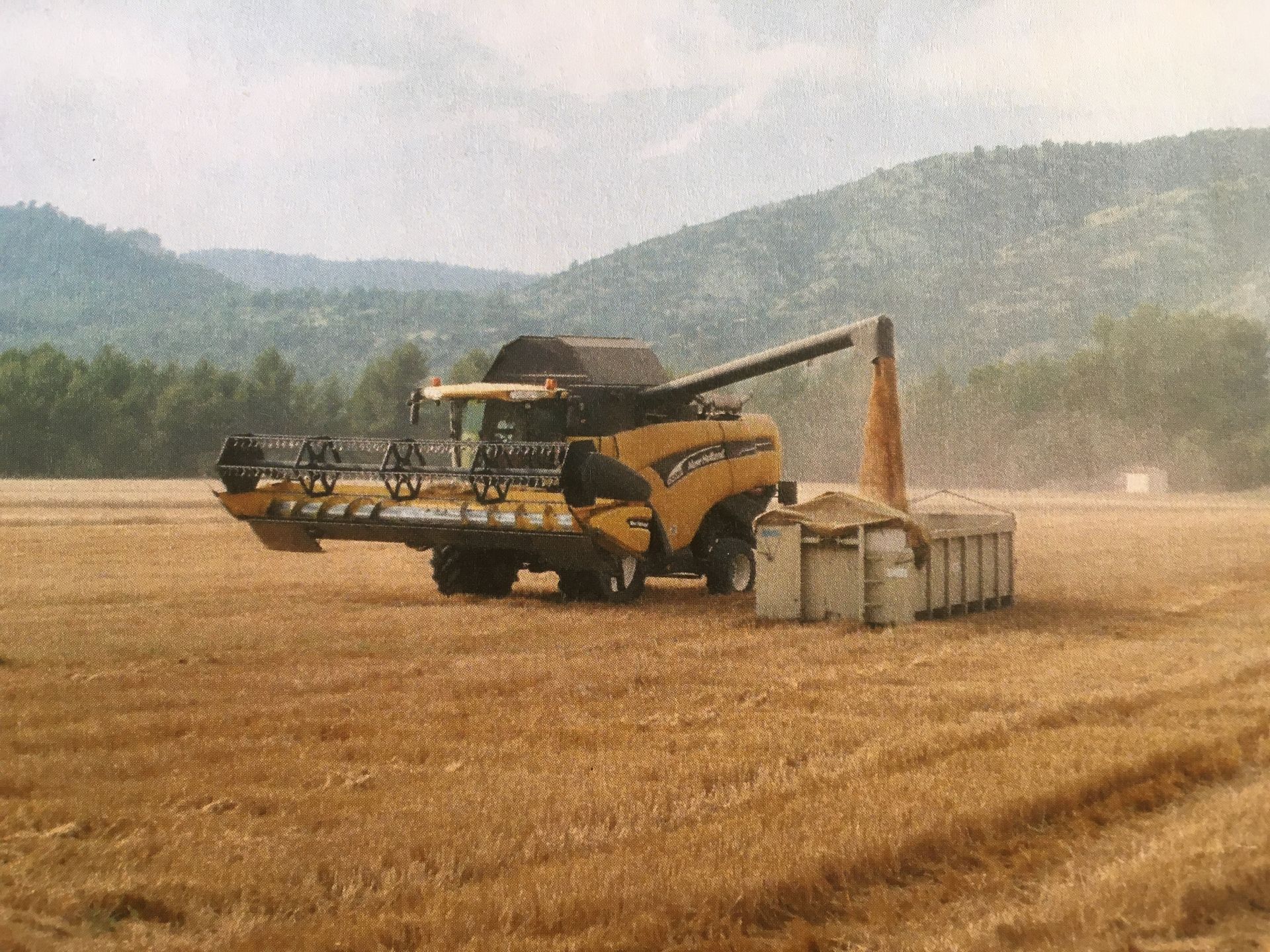 Moissonneuse batteuse jaune