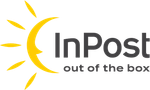 El logotipo de InPost presenta un icono de sol estilizado de color amarillo junto 