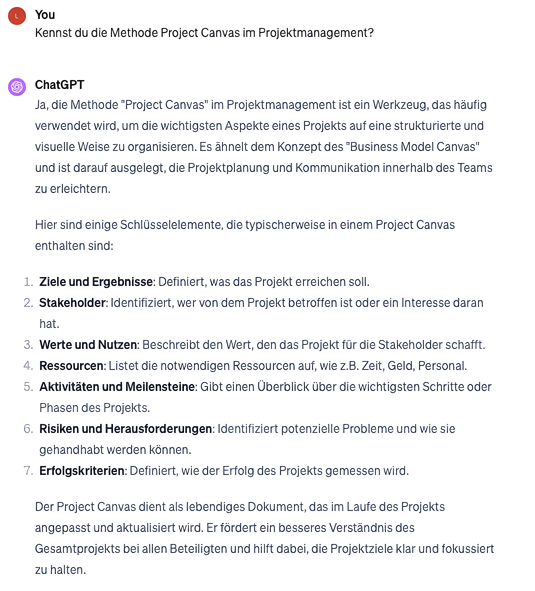 Project Canvas mit KI