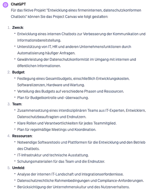 Project Canvas mit KI