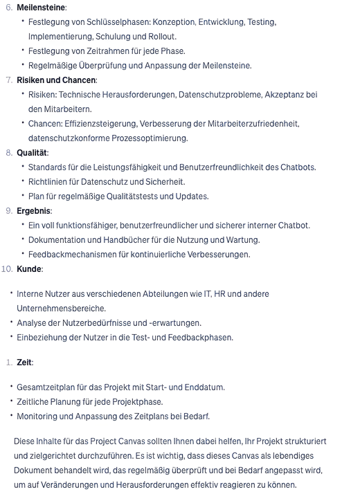Project Canvas mit KI
