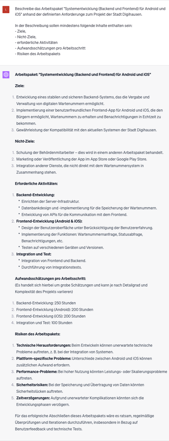 Beschreibung Arbeitspakete mit KI