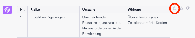 Kopieren in ChatGPT