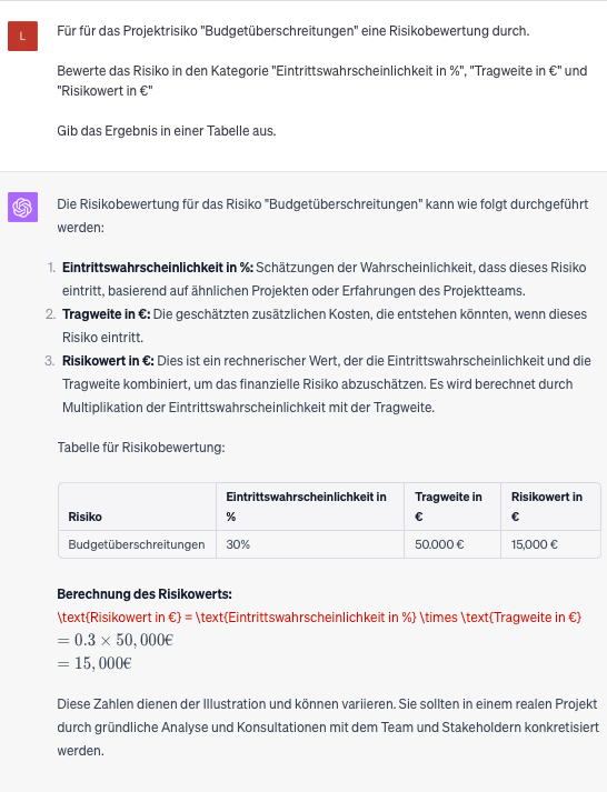 Risikobewertung mit ChatGPT