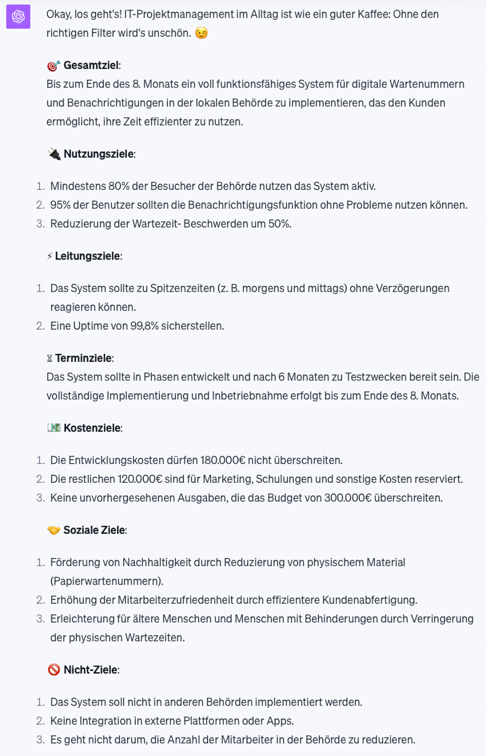 SMARTe-Projektziele mit KI