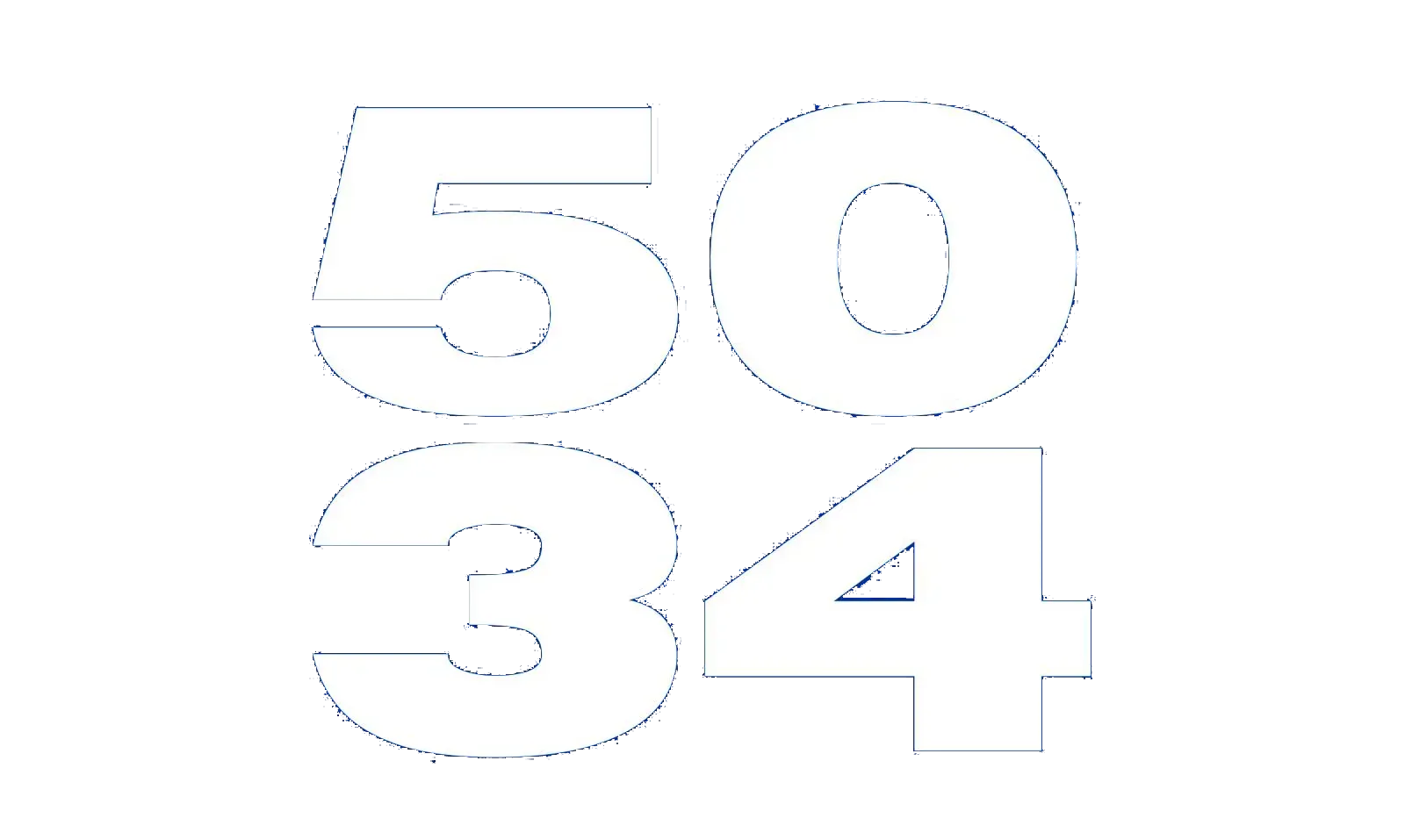 Un dibujo en blanco y negro de los números 50 y 34 sobre un fondo blanco.