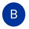 La letra b está en un círculo azul sobre un fondo blanco.