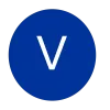 Un círculo azul con una letra v blanca dentro.