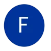 La letra f está en un círculo azul sobre un fondo blanco.