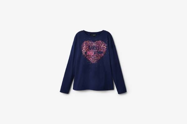 tee-shirt marine à logo pour filles