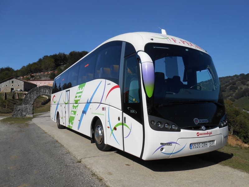 Un autobús blanco y negro está estacionado al costado de la carretera.