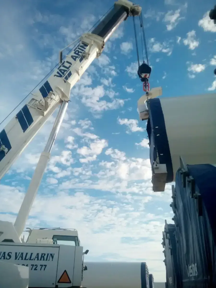 Una grulla blanca con la palabra vallarin en ella