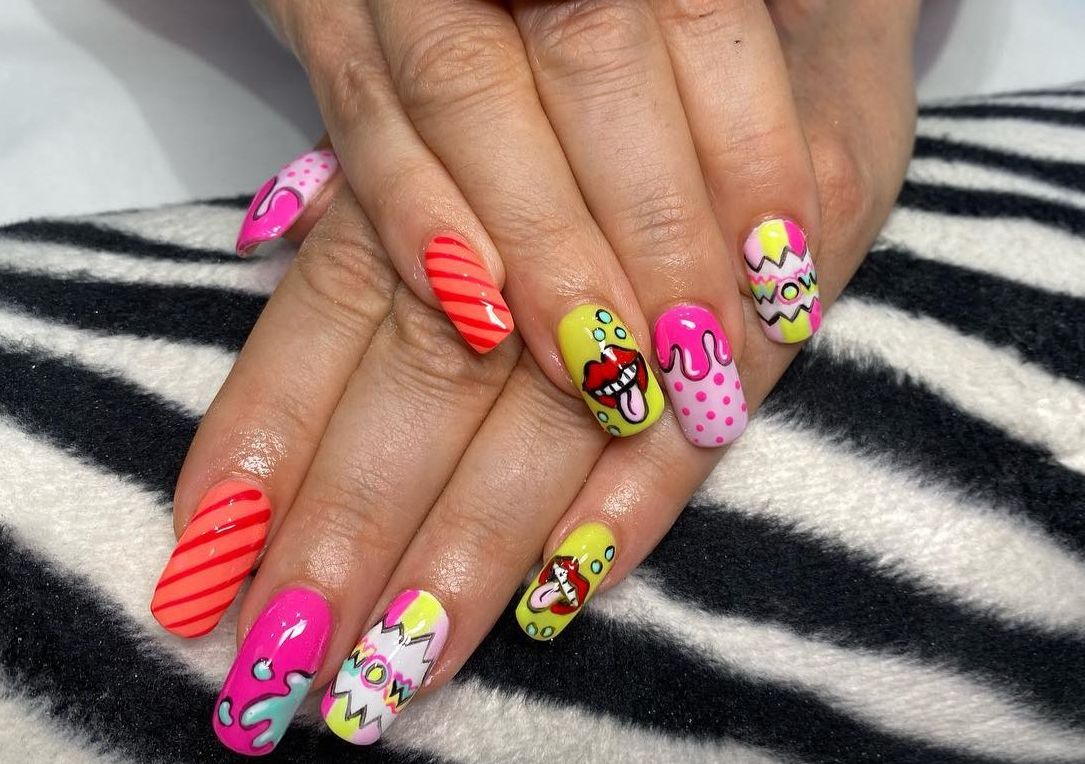 Nail art été/fête sur ongles long par Perfect Touch Albi