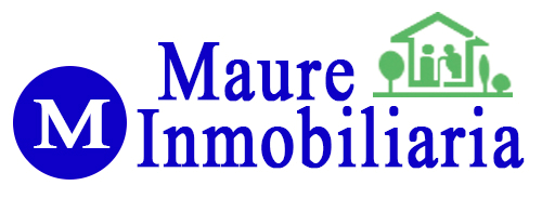 Logotipo para Maure Inmobiliaria, que presenta un círculo azul con el texto de la letra "M" y un ícono de casa verde.