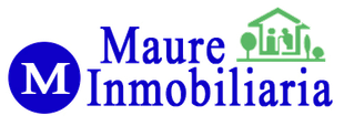 Logotipo para Maure Inmobiliaria, que presenta un círculo azul con el texto de la letra "M" y un ícono de casa verde.